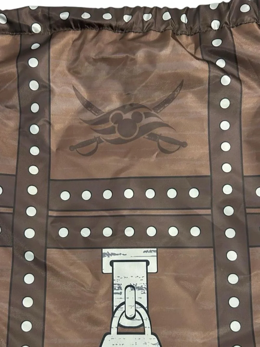 Brown Drawstring Backpack with Lock Graphic
